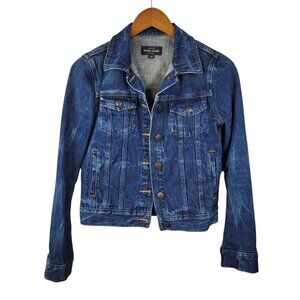 J Crew Denim Jacket Indigo Trucker Jean Womens XXS Blue Western Dark Wash Button